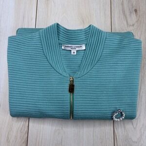 Barbara Lohmann Cashmere Silk Wool Full Zip Knit Sweater Womens 38 Blue